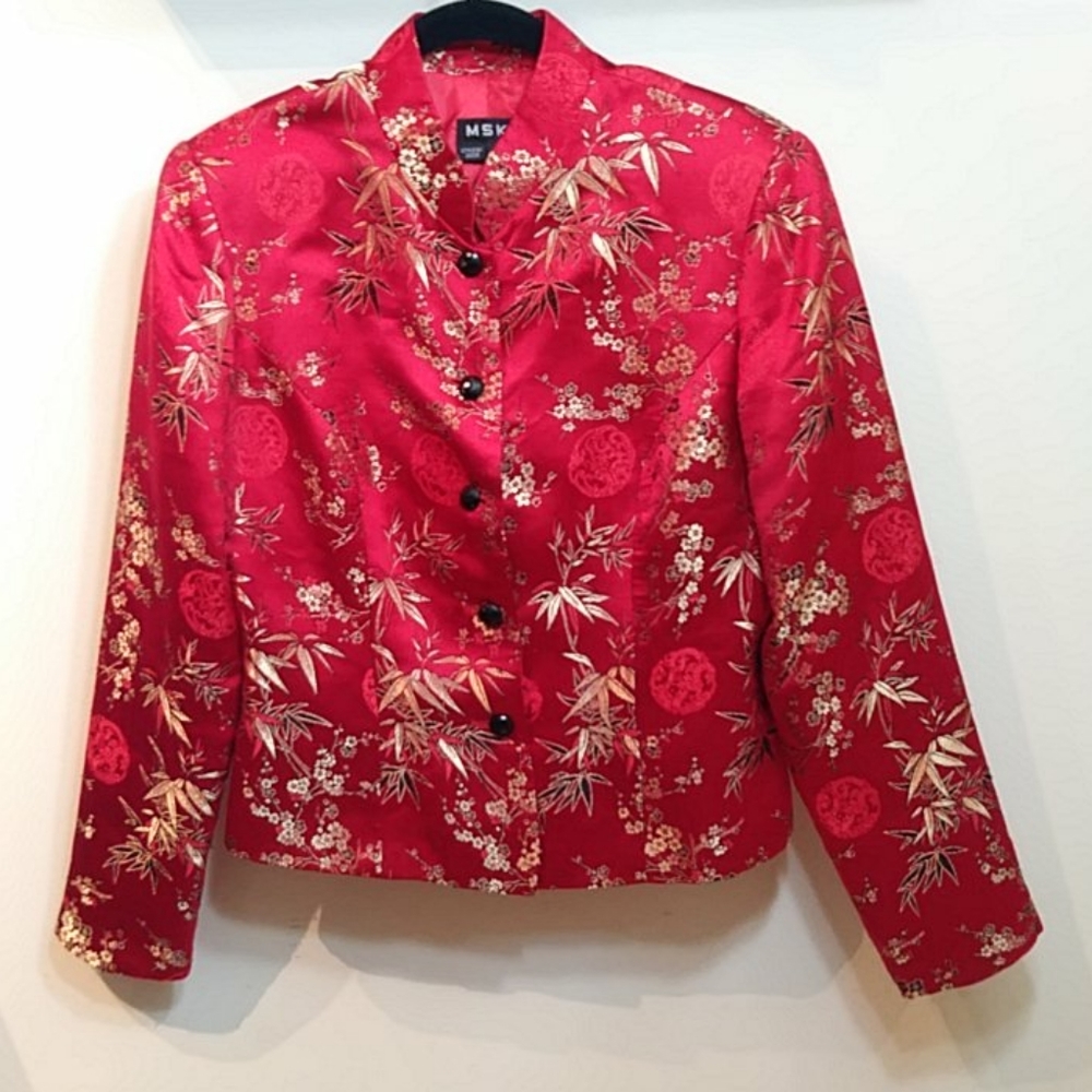 Red silk brocade Chinese jacket